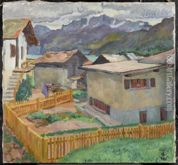 In Capolago, View Of Corvatsch Oil Painting - Giovanni Giacometti