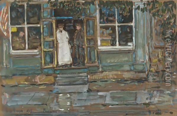 Grocery Store, Phoenecia Oil Painting - Frederick Childe Hassam