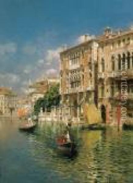 A Gondola Ride, Venice Oil Painting - Rubens Santoro