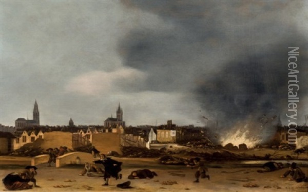 Explosion Del Arsenal Oil Painting - Egbert Lievensz van der Poel