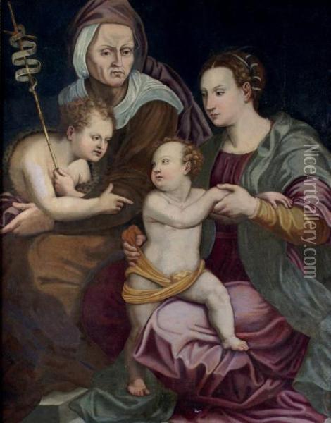 Vierge A L'enfant Avec Sainte Anne Et Saint Jean-baptiste Oil Painting - Francesco Menzocchi