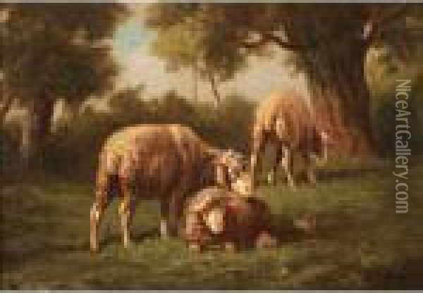 Moutons Au Paturage Oil Painting - Charles Emile Jacque