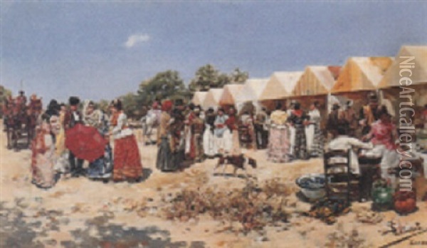 Market Day Oil Painting - Salvador Clemente Y Perez