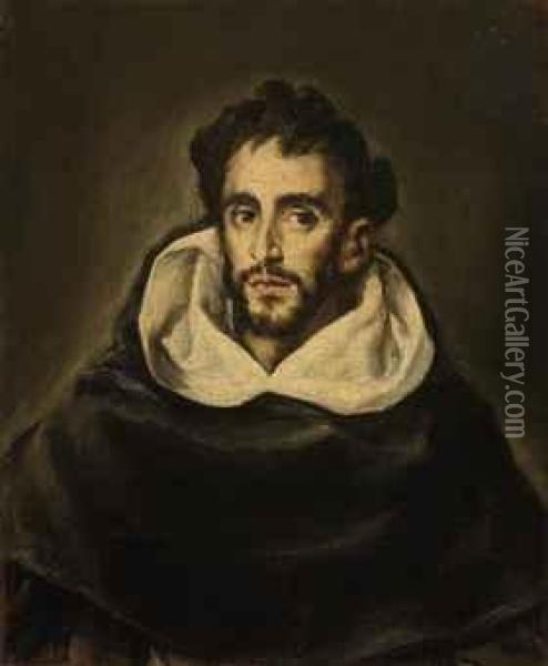 Portrait Of Fray Hortensio Felix Paravicino, Bust-length, In Blackrobes Oil Painting - El Greco (Domenikos Theotokopoulos)