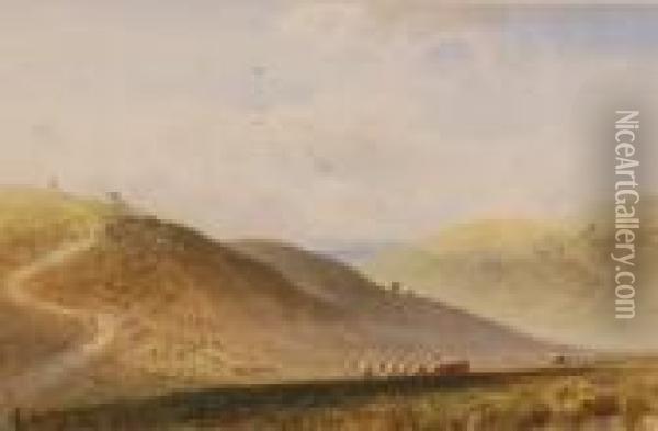 South Downs Oil Painting - Edward Matthews