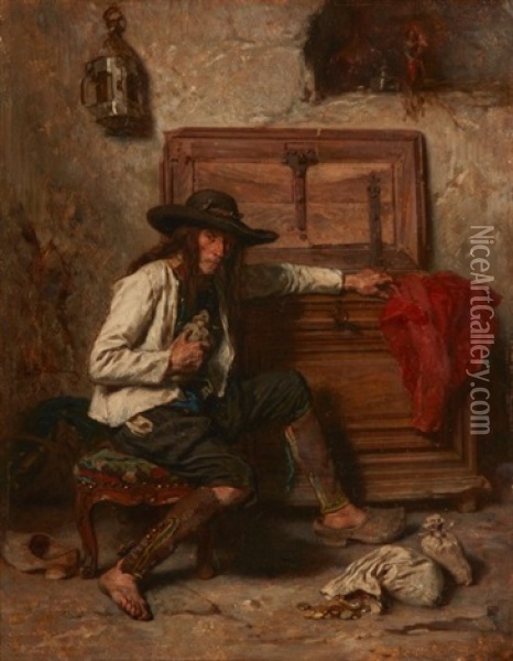 Paysan Breton Et Son Or Oil Painting - Alexandre Marie Guillemin