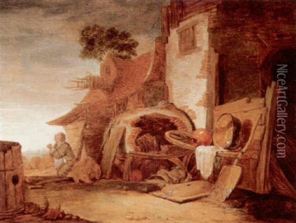 The Prodigal Son Feeding The Swine Oil Painting - Cornelis Saftleven