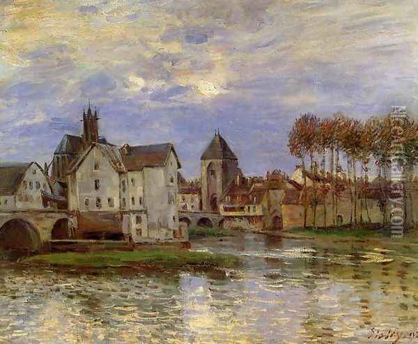 The Moret Bridge at Sunset Oil Painting - Alfred Sisley