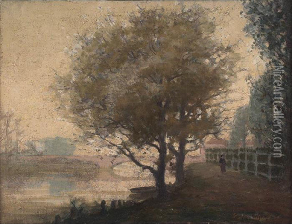 Along The River Oil Painting - Charles Augustus C. Lasar