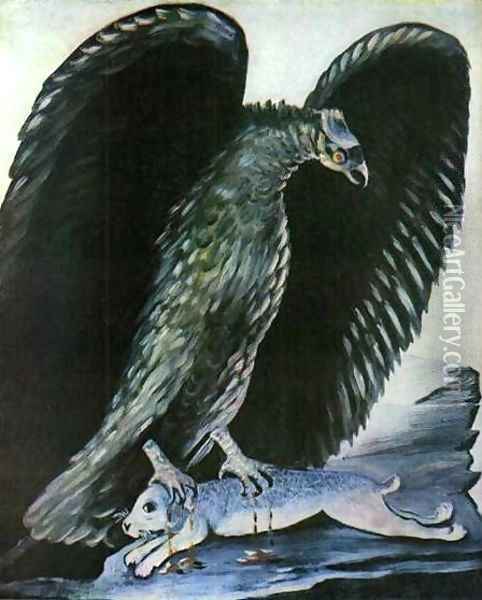 Eagle with Hare Oil Painting - Niko Pirosmanashvili