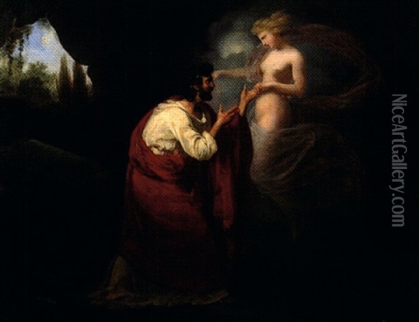 Le Poete Et Sa Muse (+ Offrande A Athena; Pair) Oil Painting - Louis-Charles-Auguste Couder
