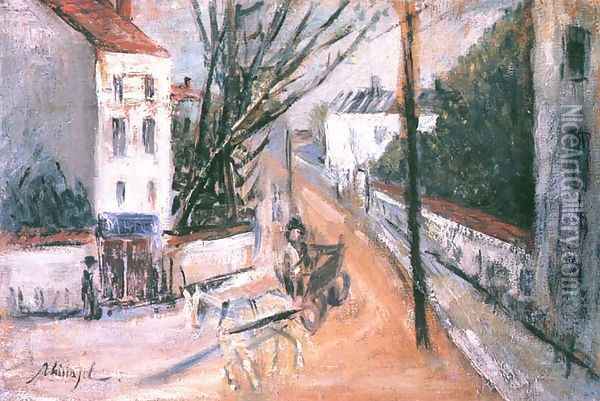 Street in a Small Town Oil Painting - Emil Schinagel (Szinagel)