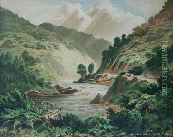 Manawatu Gorge Oil Painting - John Gully