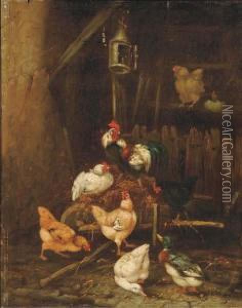In The Hen House Oil Painting - Claude Guilleminet