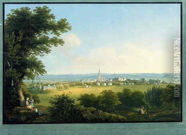 View Of Bonn (?) Seen From The Montagne De La Croix Oil Painting - Johann Ludwig (Louis) Bleuler