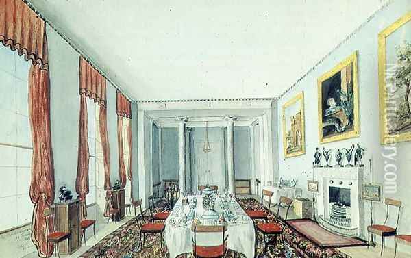 The Dining Room at Aynhoe, 23 January 1835 Oil Painting - Lili Cartwright