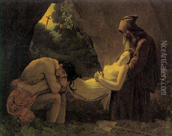 Romeo Og Julie Oil Painting - Anne-Louis Girodet de Roucy-Trioson