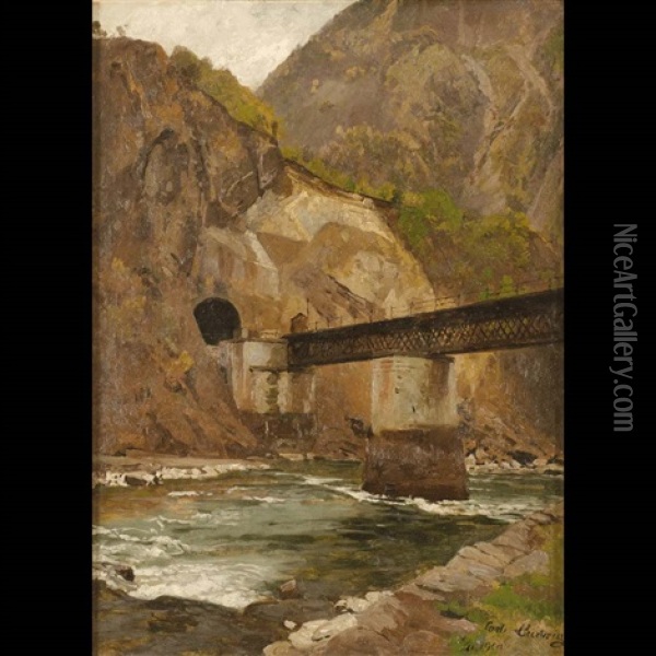 Ferrovia Sopra L'isarco Oil Painting - Carl Julius E. Ludwig