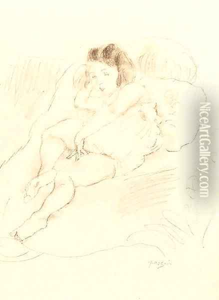 Jeune fille assise Oil Painting - Jules Pascin