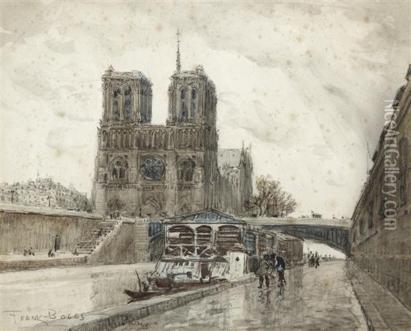 Vue Animee De Notre - Dame De Paris Oil Painting - Frank Myers Boggs