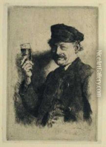 Der Trinker (bildnis Des
Wirts Rauecker) Oil Painting - Wilhelm Leibl