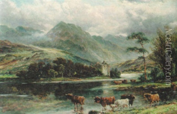 In The Highlands Oil Painting - William Langley