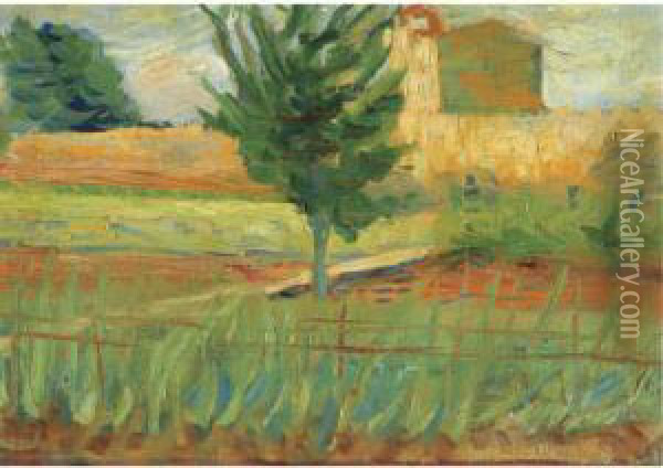 Paesaggio (landscape) Oil Painting - Umberto Boccioni