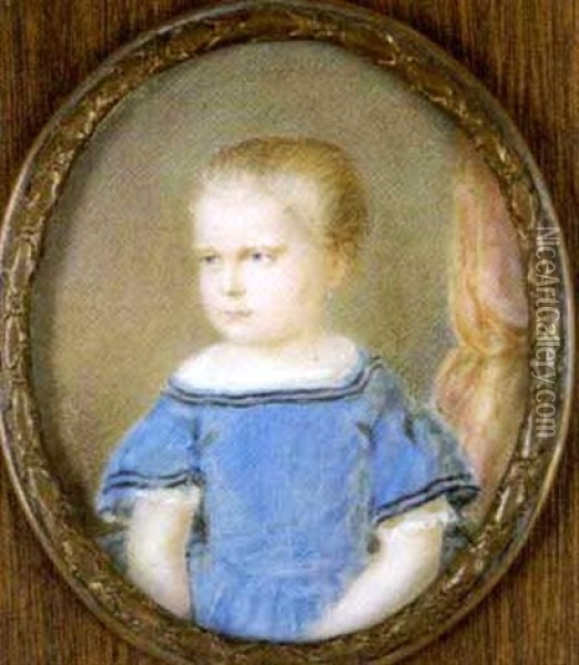 Bildnis Eines Blonden Knaben In Blauem Kleid Oil Painting - Emanuel Thomas Peter
