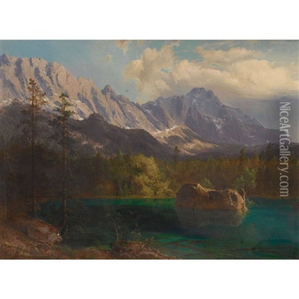 Der Eibsee Bei Garmisch-partenkirchen Oil Painting - Michael Sachs
