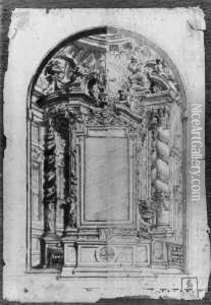 Entwurf Zu Einem Viersauligen Altar. Oil Painting - Francesco Galli Bibiena