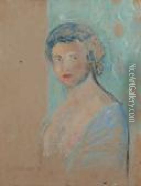 Damenportrat Oil Painting - Wilhelm Lehmbruck