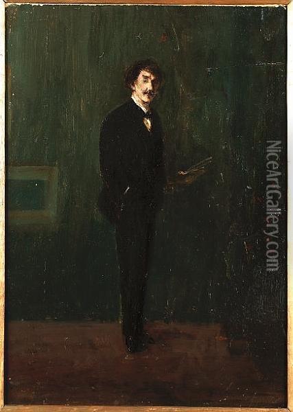 Full Length Portrait Of Whistler Oil Painting - Walter Greaves