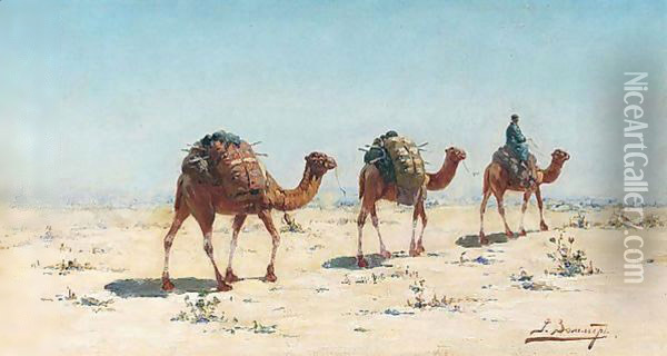 Camels in the desert Oil Painting - Richard Karlovich Zommer