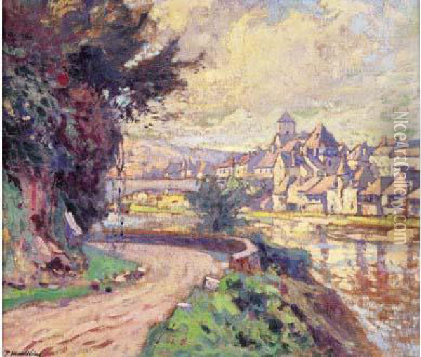 Le Village Au Bord De L'eau, Circa 1918. Oil Painting - Paul Madeline