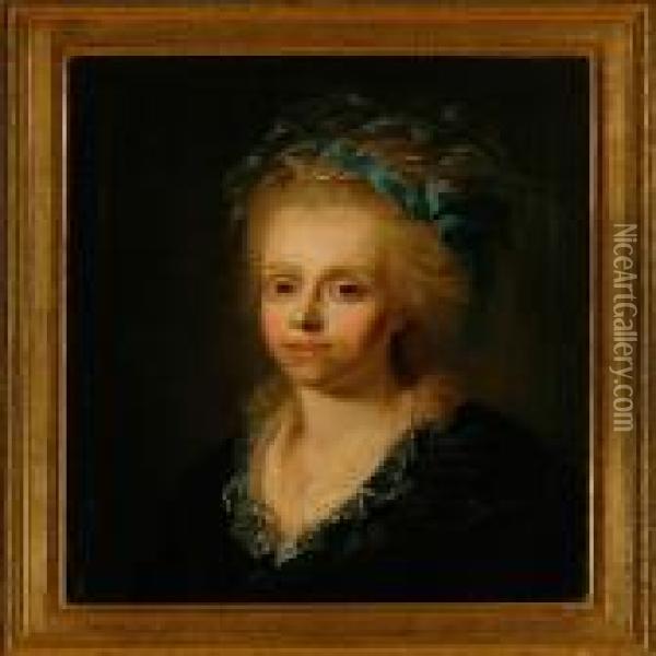 A Noble Lady With Her Hair Taken Up Oil Painting - Jens Juel