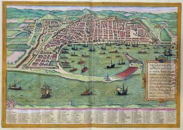 Map of Messina from Civitates Orbis Terrarum Oil Painting - Joris Hoefnagel