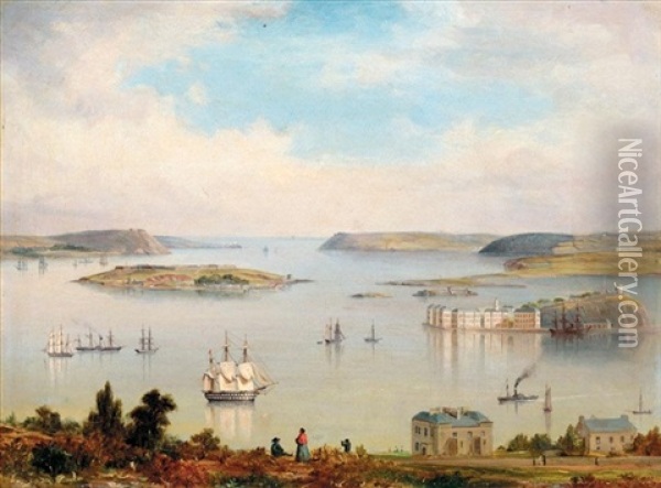 A View Of Cork Harbour Oil Painting - George Atkinson
