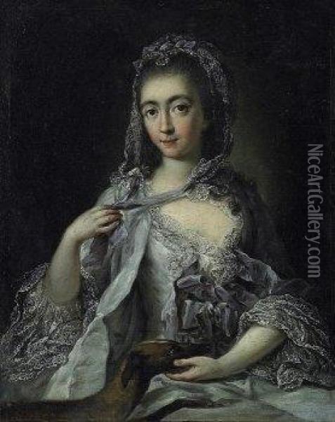 Portrait Of A Young Noblewoman With Lace-set Negligee Oil Painting - Carle van Loo