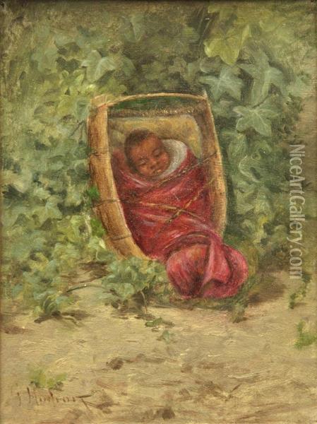 Pomo Indian Basket Baby Oil Painting - Grace Carpenter Hudson