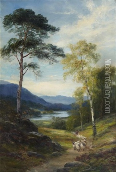 A Highland Glen, Inverness-shire Oil Painting - John MacWhirter
