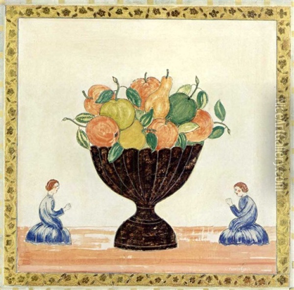 Fruit In A Silver Bowl Oil Painting - Charles E. Prendergast