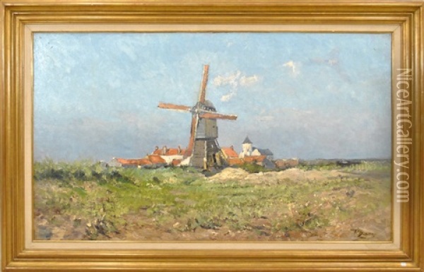 Moulin A Knokke Oil Painting - Paul Kuhstoss