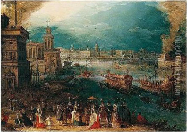 Venice, A Capriccio Of The Bacino Di San Marco On Ascension Day Oil Painting - Louis de Caullery