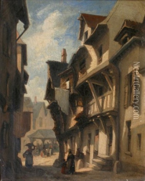 Vieille Rue En Normandie Oil Painting - Emile Antoine Francois Herson