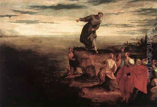 St Anthony Preaching to the Fish c. 1580 Oil Painting - Paolo Veronese (Caliari)