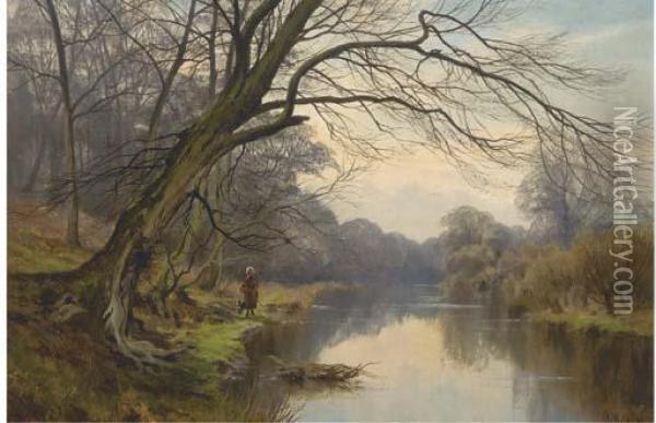 On The Bank Of A Tranquil River Oil Painting - Jean-Charles Joseph Remond