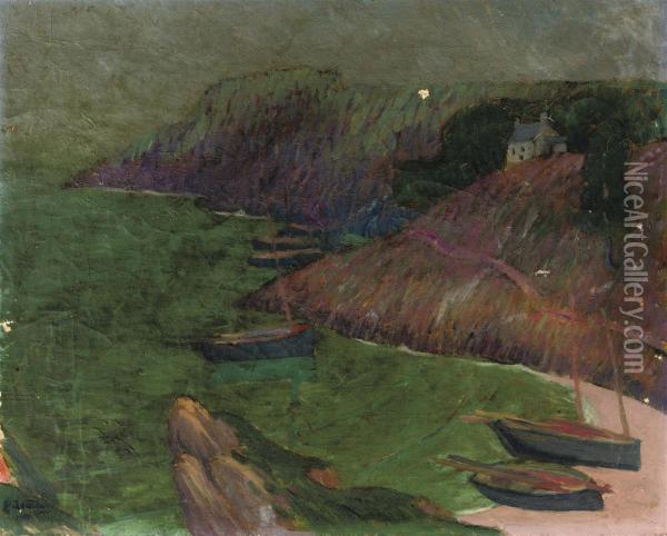 Boats In A Bay Near Brigneau Oil Painting - Emile Jourdan