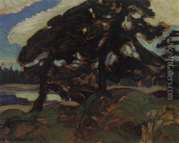 Wnid Blows Pines, N.s. Oil Painting - James Edward Hervey MacDonald