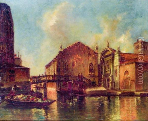 Vue De Venise Oil Painting - Pierre Desire Eugene Franc Lamy