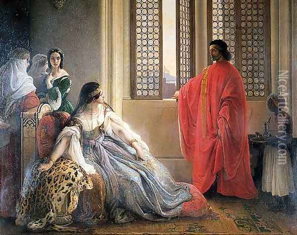 Caterina Cornaro Deposed from the Throne of Cyprus Oil Painting - Francesco Paolo Hayez